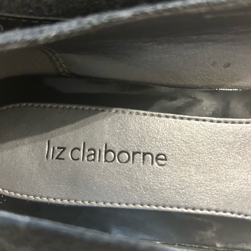 Liz Claiborne Bianca gray tweed Black slip on ballet Flats women’s size 8.5 M - Picture 3 of 11